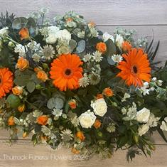 Orange and White Coffin Spray