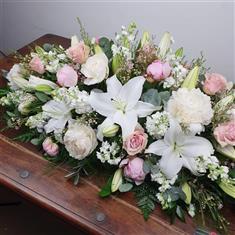 Blush Pink &amp; White Coffin Spray