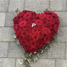 Solid Red Rose Heart Tribute 